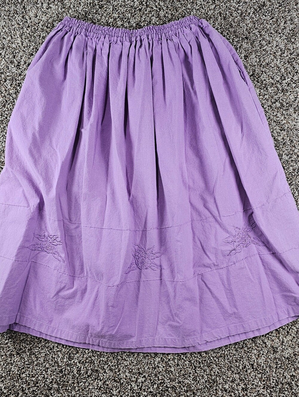 Vtg Carolina Bay Womens Sz M Midi Length A Line Skirt Light Purple Embroidered - Picture 1 of 4